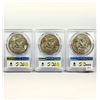Image 2 : 1974 Set (3) Eisenhower Silver Dollars PCGS MS65