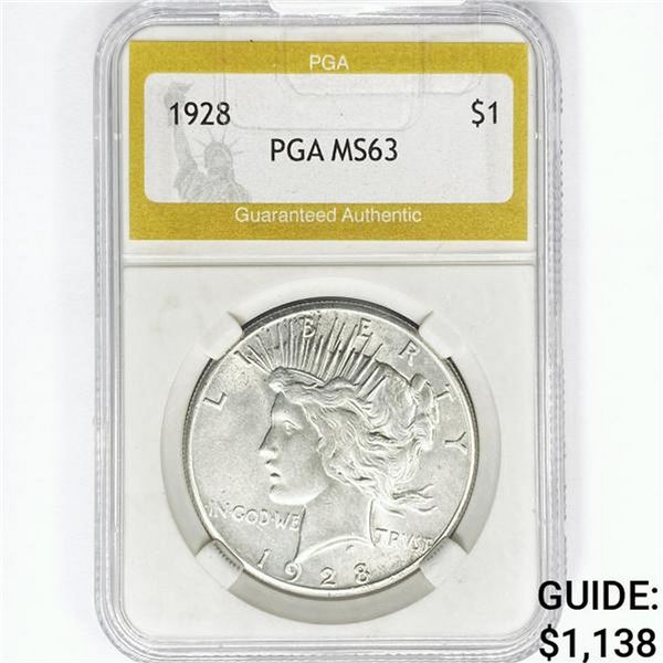 1928 Silver Peace Dollar PGA MS63
