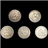 Image 2 : (5) Seated Libery Quarters ((2) 1854, 1858, 1876-S