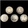 Image 1 : (5) Seated Liberty Quarters (1853, (3) 1876, 1891)
