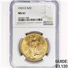 Image 1 : 1923-D $20 Gold Double Eagle NGC MS61