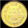 Image 1 : 1945 Mexico .0482oz Gold 2 Pesos UNCIRCULATED