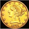 Image 1 : 1891-CC $5 Gold Half Eagle CLOSELY UNCIRCULATED