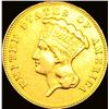Image 1 : 1863 $3 Gold Piece CLOSELY UNCIRCULATED