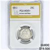 Image 1 : 1853 Seated Liberty Quarter PGA MS65+ ARWS & Rays