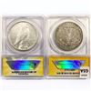 Image 2 : 1891 O & 1922 D Set (2) Silver Dollars ANACS