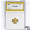 Image 1 : 1874 Rare Gold Dollar PGA MS65