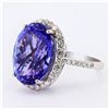 Image 2 : 13.24 ctw Tanzanite and 0.60 ctw Diamond 18K White Gold Ring