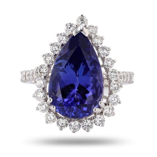 6.98 ctw Tanzanite and 1.20 ctw Diamond Platinum Ring (GIA CERTIFIED)
