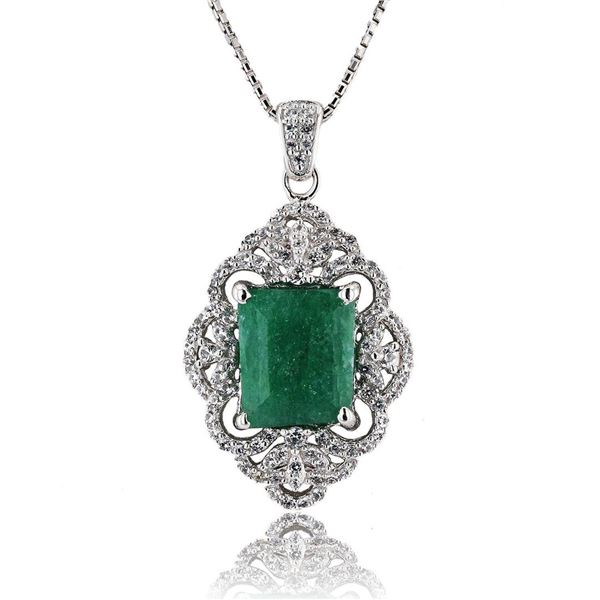 5.77 ctw Beryl Emerald and 0.80 ctw White Sapphire Pendant/Necklace