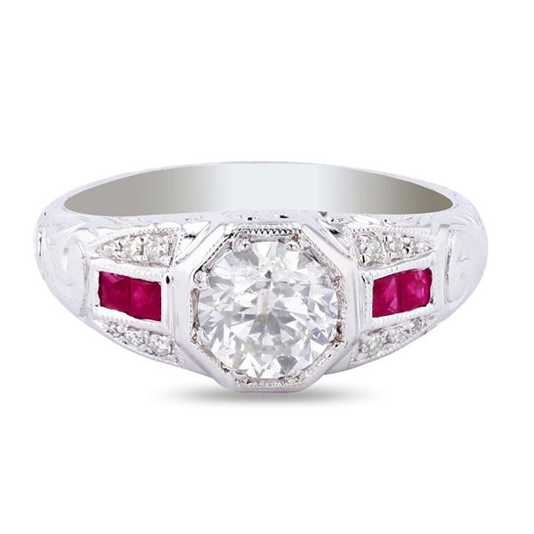 0.90 ctw SI1 CLARITY Diamond and 0.26 ctw Ruby 18K White Gold Ring (0.96 ctw Dia