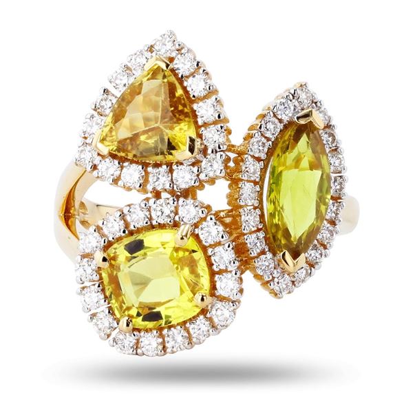 3.61 ctw Yellow Sapphire and 0.67 ctw Diamond 18K Yellow Gold Ring