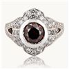 Image 1 : 1.12 ctw CENTER Fancy Orangy Brown Platinum Ring (2.20 ctw Diamonds)