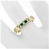 Image 3 : Unisex 18K Yellow Gold 0.33 ctw Princess Cut Diamond & Square Emerald Band Ring
