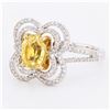Image 2 : 1.41 ctw UNHEATED Yellow Sapphire and 0.39 ctw Diamond 18K White Gold Ring (GIA