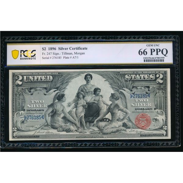 1896 $2 Educational Silver Certificate PCGS 66PPQ