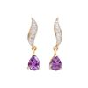 Image 1 : Plated 18KT Yellow Gold 2.04cts Amethyst and Diamond Earrings