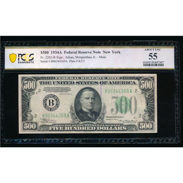 1934A $500 New York FRN PCGS 55