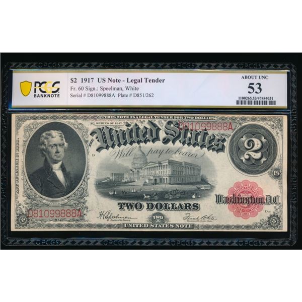 1917 $2 Legal Tender Note PCGS 53