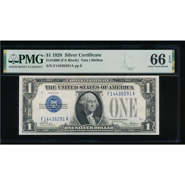 1928 $1 Silver Certificate PMG 66EPQ