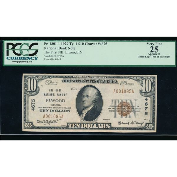 1929 $10 Elwood National  PCGS 25