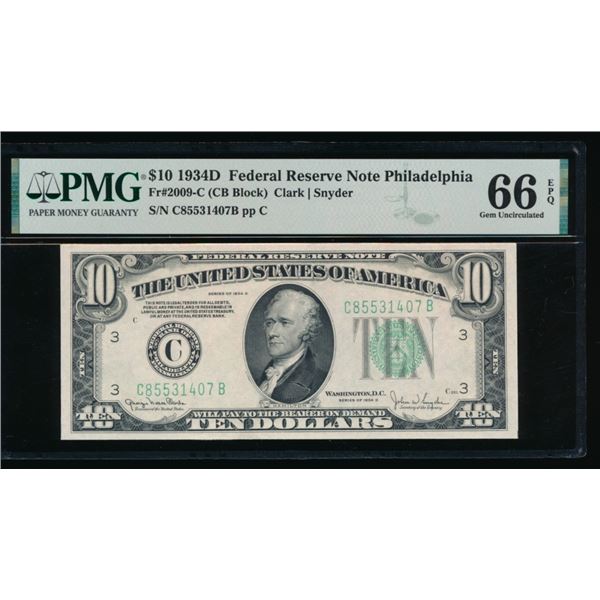 1934D $10 Philadelphia FRN PMG 66EPQ