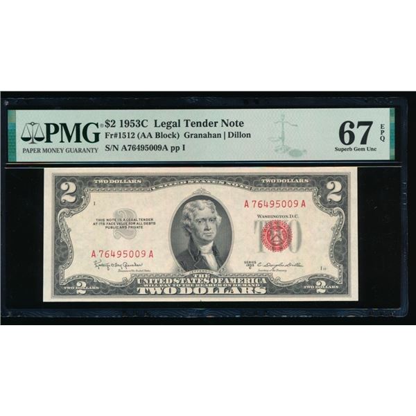 1953C $2 Legal Tender Note PMG 67EPQ