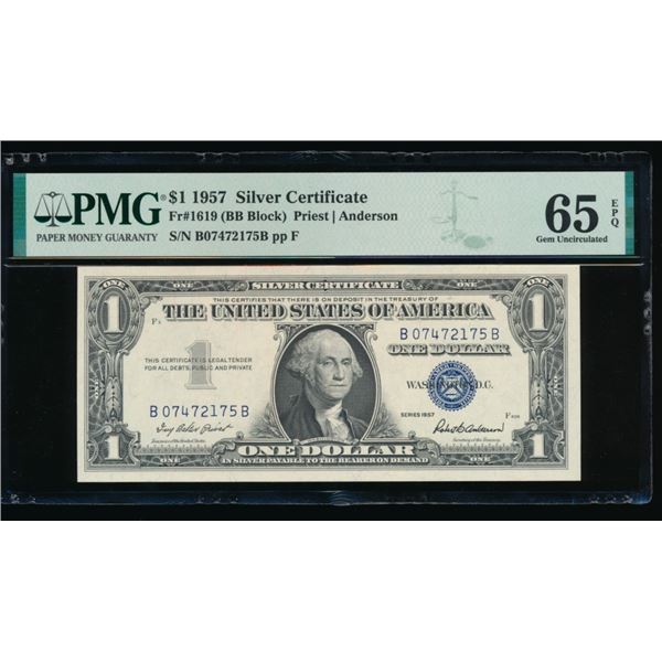 1957 $1 Silver Certificate PMG 65EPQ