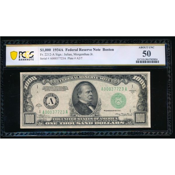 1934A $1000 Boston FRN PCGS 50