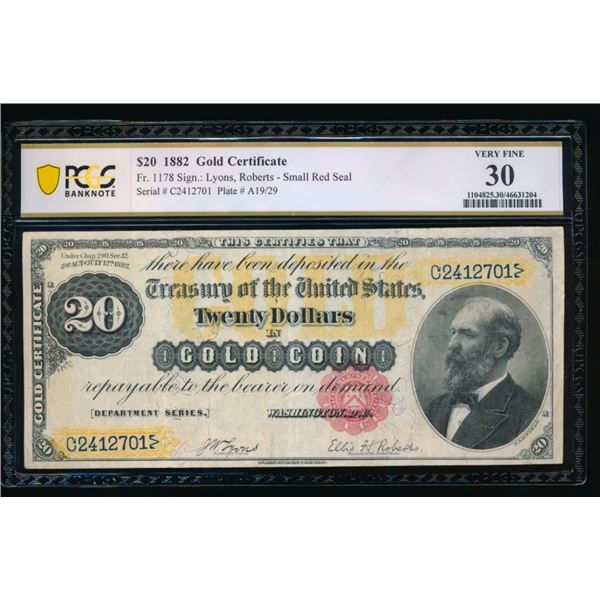 1882 $20 Gold Certificate PCGS 30