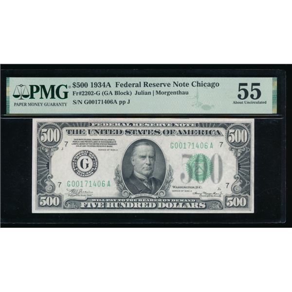 1934A $500 Chicago FRN PMG 55