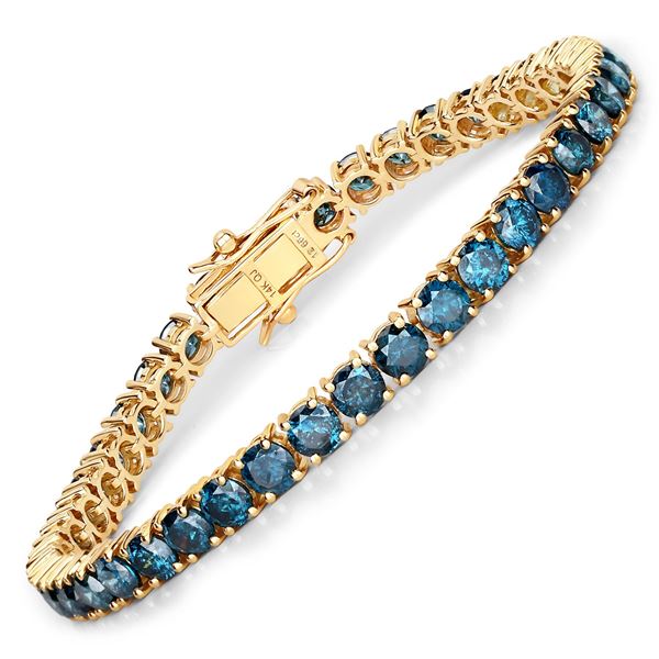 14KT Yellow Gold 12.66ctw Blue Diamond Bracelet