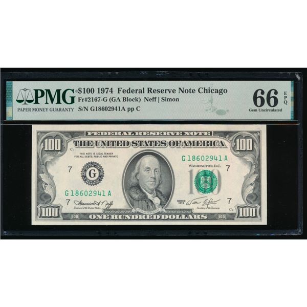 1974 $100 Chicago FRN PMG 66EPQ