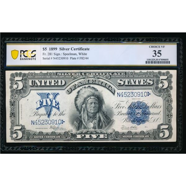 1899 $5 Chief Silver Certificate PCGS 35