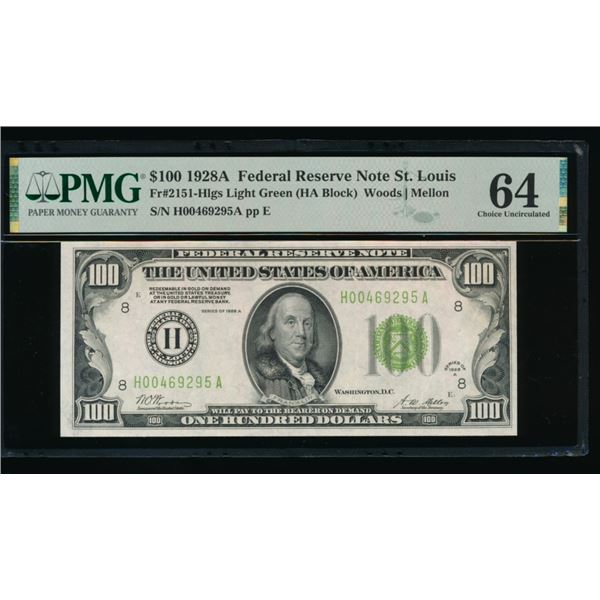 1928A $100 St Louis FRN PMG 64