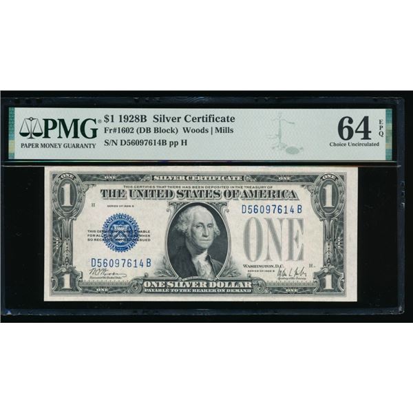 1928B $1 Silver Certificate PMG 64EPQ