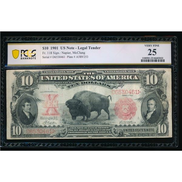 1901 $10 Bison Legal Tender Note PCGS 25