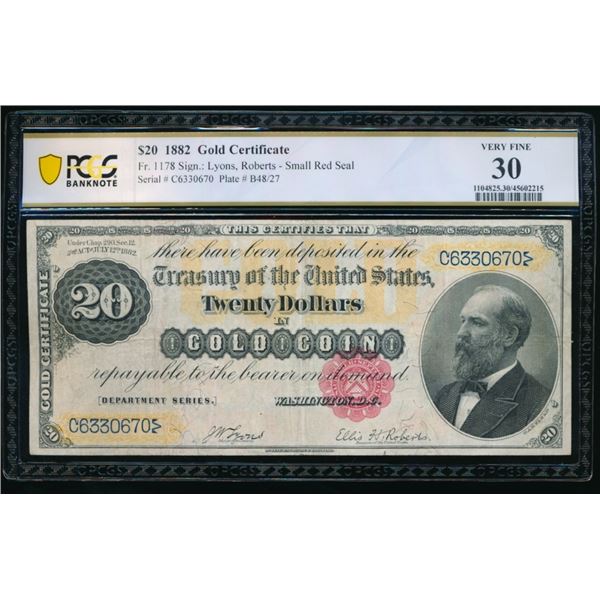 1882 $20 Gold Certificate PCGS 30