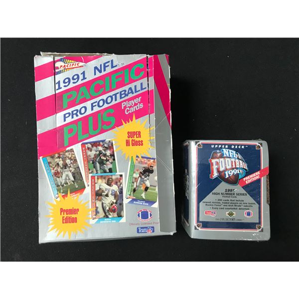 1991 PACIFIC PRO FOOTBALL WAX BOX AND 1991 UPPER DECK HIGH NUMBER SET