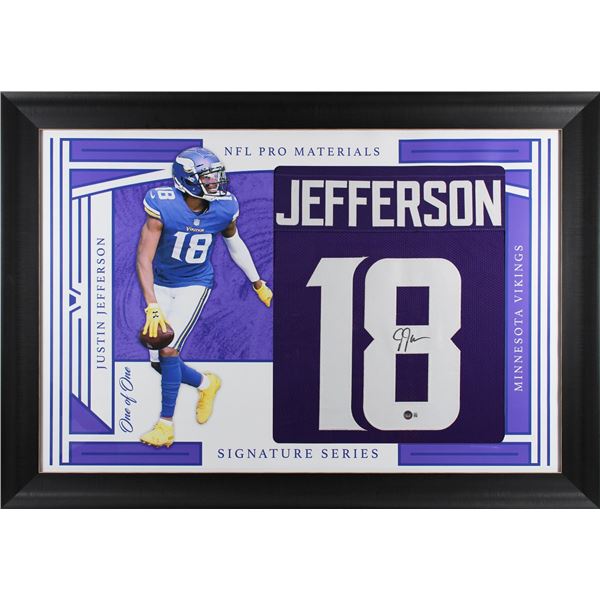 Justin Jefferson Authentic Signed One of One Jersey Framed Display BECKETT AUTHENTICATED