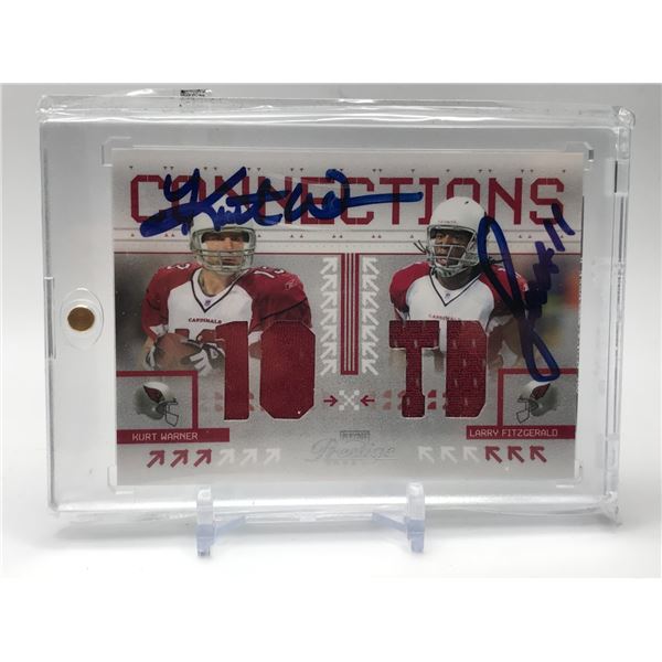 2008 DONRUSS PLAYOFF #C-15 KURT WARNER AND LARRY FITZGERALD DUAL PATCH AUTO NUMBERED 232/250