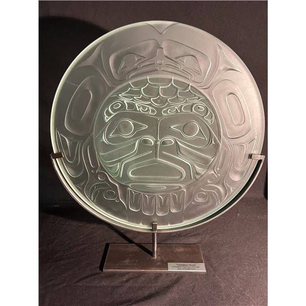 SANDBLAST CARVED ROUND GLASS PANEL BY VANCOUVER ARTIST JOHN NUTTER