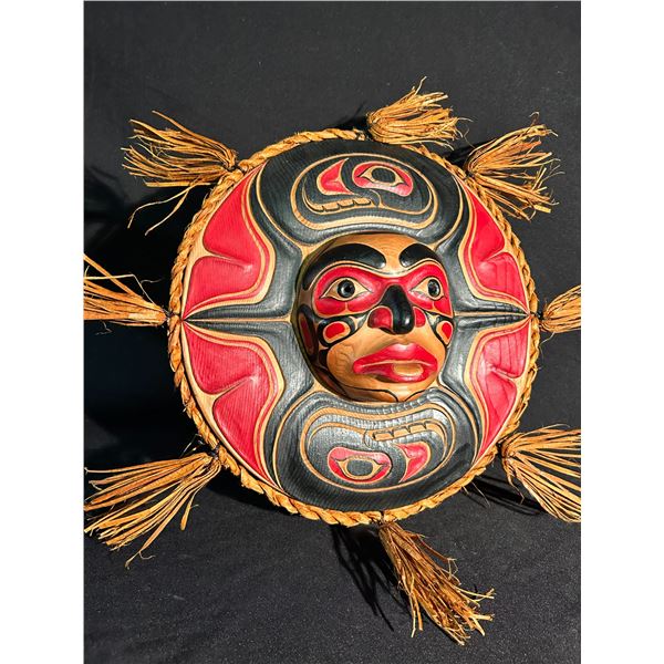 BEAUTIFULLY CARVED AND PAINTED MOON MASK BY XUUJ STAANG (BEAR PAW)