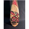 Image 2 : BEAUTIFULLY CARVED AND PAINTED DOUBLE SIDED THUNDERBIRD PADDLE BY XUUJ STAANG (BEAR PAW) 49" LONG