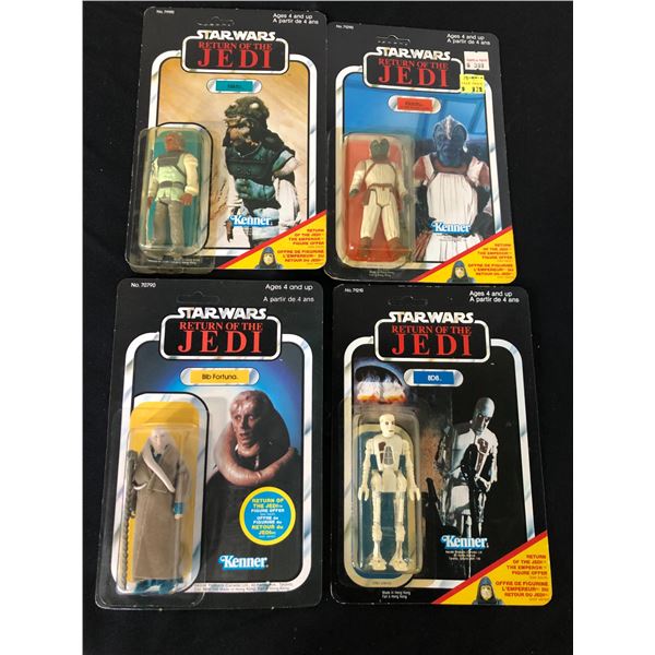 4 KENNER CANADA STARWARS RETURN OF THE JEDI ACTION FIGURES INCLUDING NO. 71210 8D8 SEALED IN BOX,