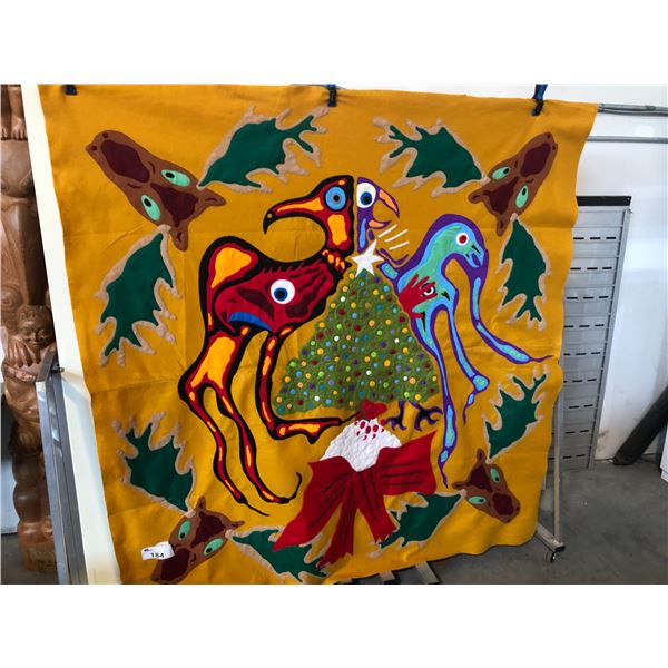 HAND STITCHED OJIBWE STYLE BLANKET BY PAUL JOHNNY, 70  X 72 