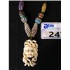 Image 2 : CARVED BONE "HEAD OF MEDUSA" BEADED NECKLACE