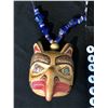 Image 2 : FIRST NATIONS WOODEN MASK PENDANT BEADED NECKLACE