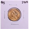 Image 1 : 1907 $5 Liberty Head Half Eagle Gold Coin
