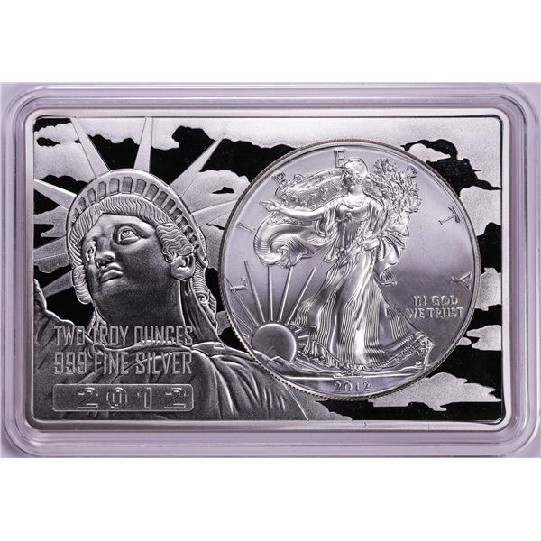 2012 $1 American Silver Eagle Coin & 2oz Silver Bar Set